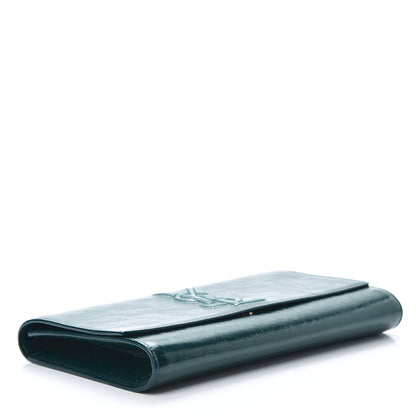 Saint Laurent Textured Patent Monogram Large Belle De Jour Clutch Green 4 of 7