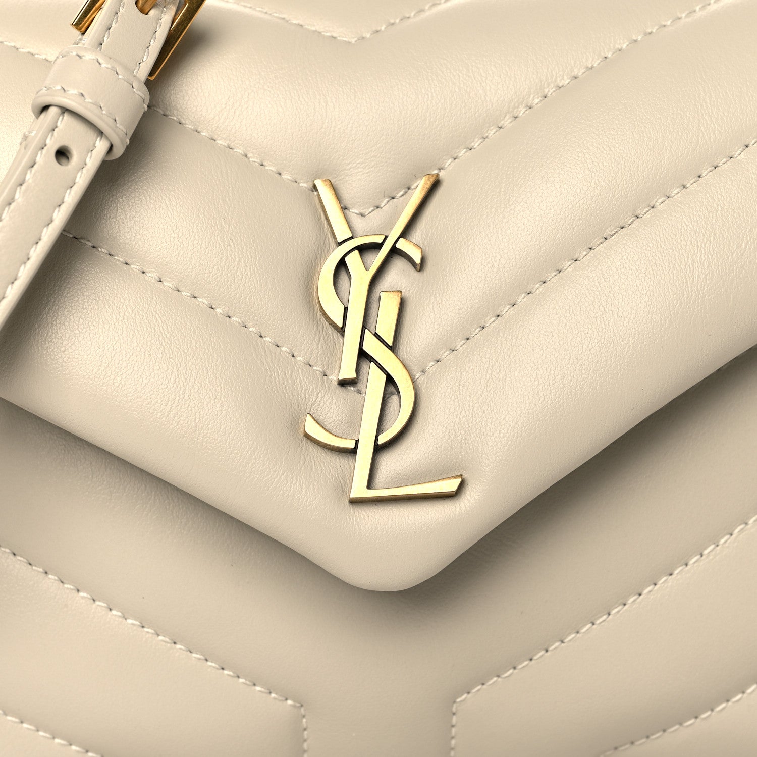 Saint Laurent Calfskin Y Quilted Monogram Toy Loulou Crossbody Bag Crema Soft 8 of 10
