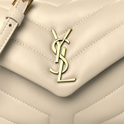 Saint Laurent Calfskin Y Quilted Monogram Toy Loulou Crossbody Bag Crema Soft 8 of 10