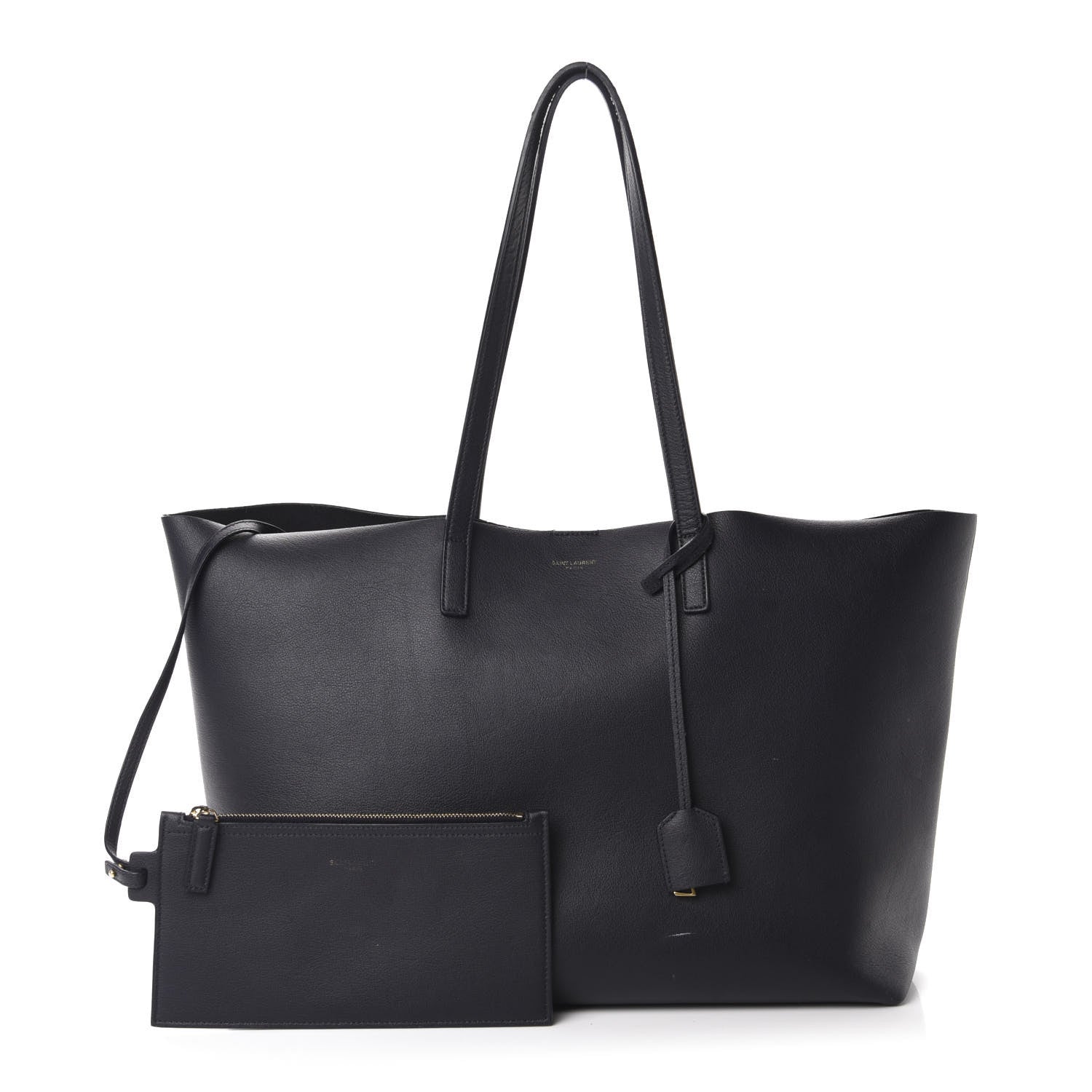 Saint Laurent Calfskin Large Shopping Tote Deep Marine 1 of 20