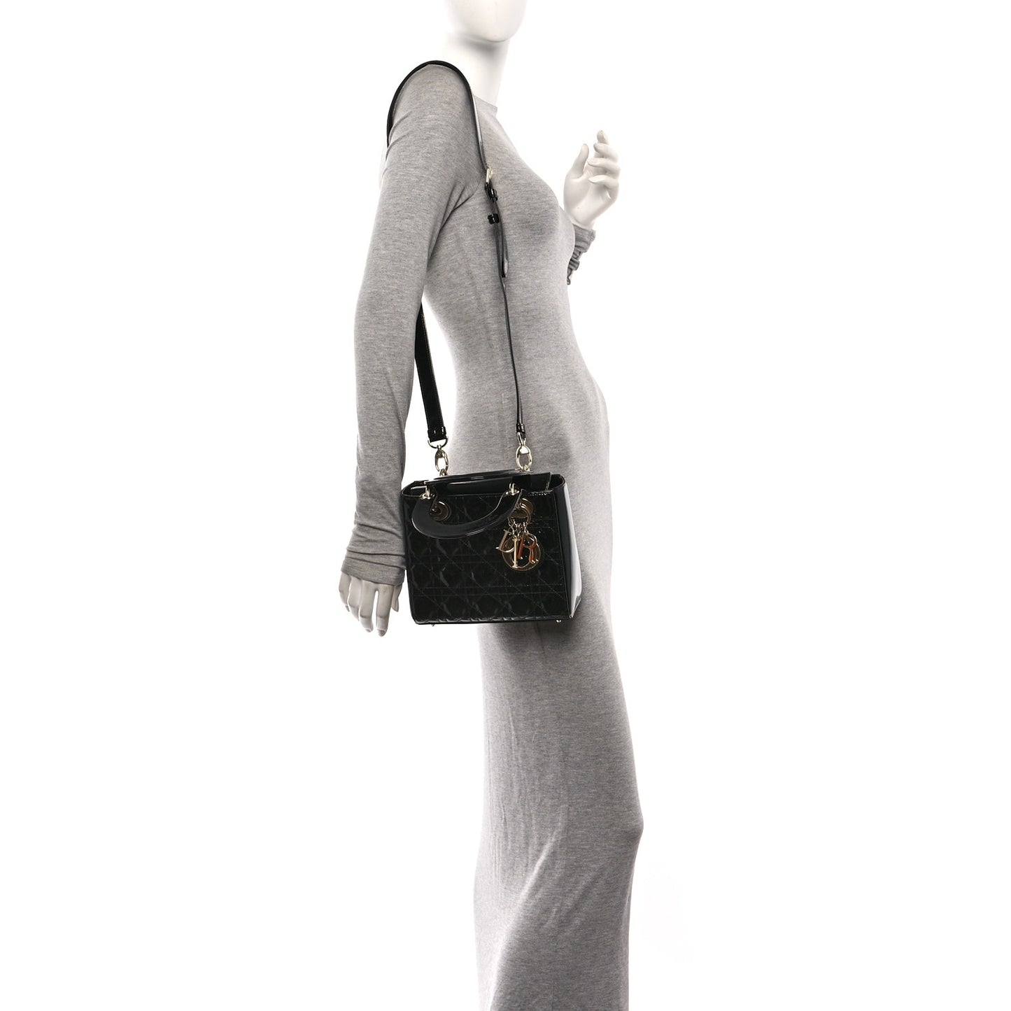Patent Cannage Small Lady Dior Black