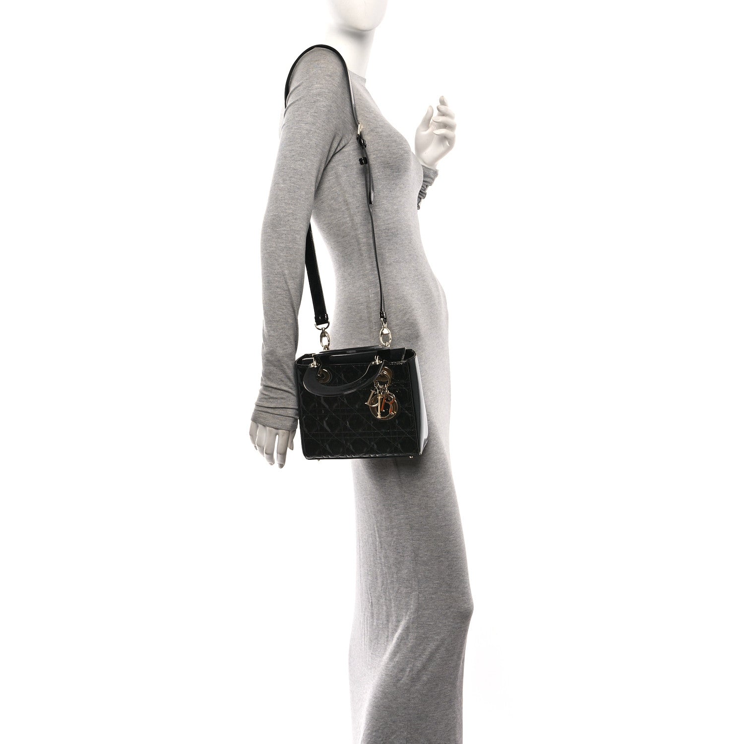 Christian Dior Patent Cannage Small Lady Dior Black 2 of 12