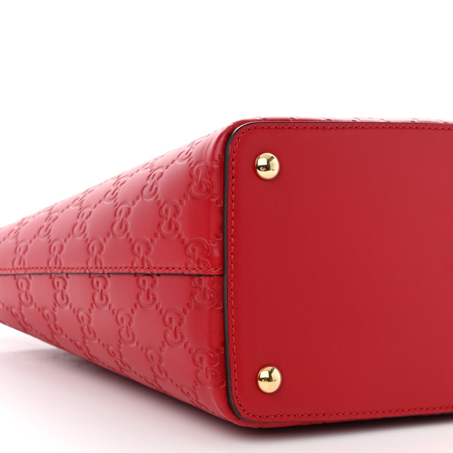 Gucci Guccissima Small Zippered Bucket Tote Hibiscus Red 9 of 10