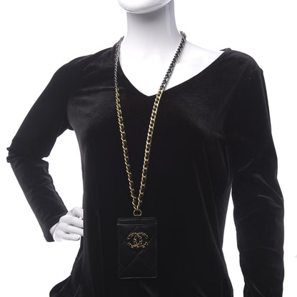 Chanel Goatskin Quilted 19 Card Holder On Chain Black 2 of 8