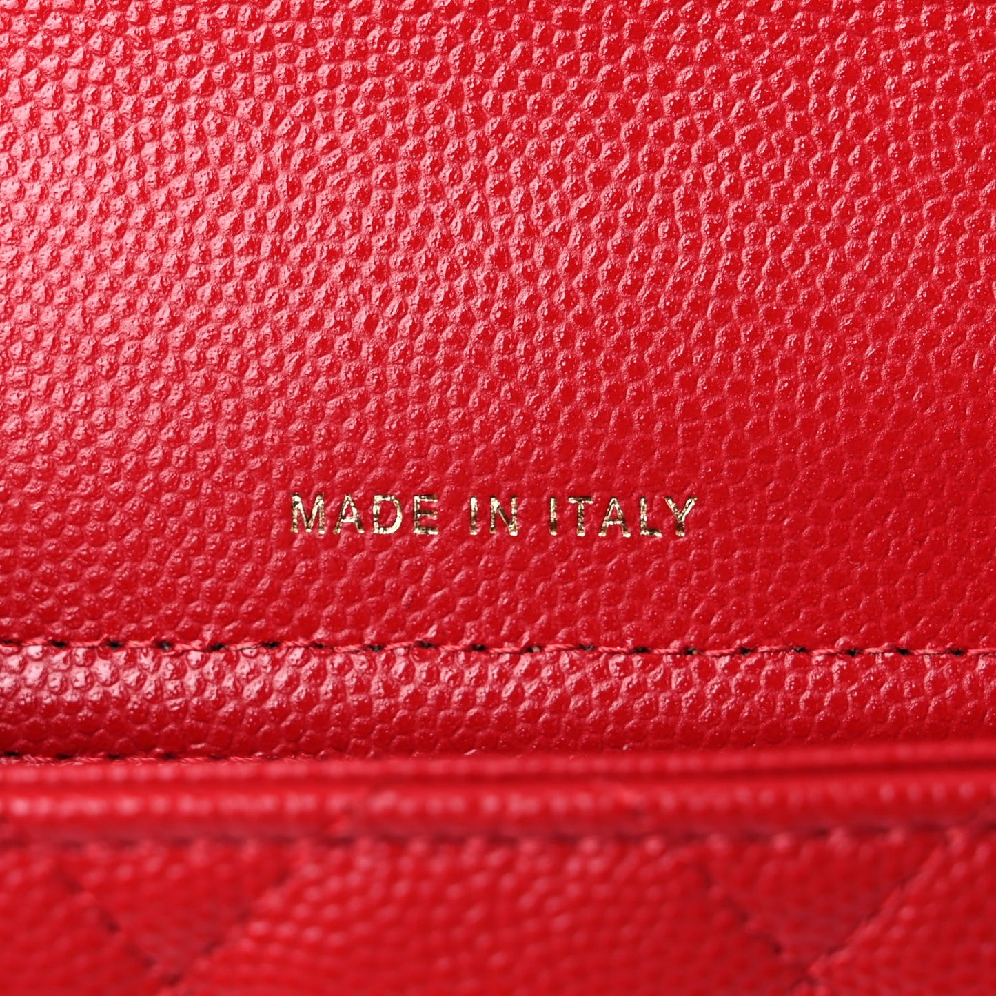 Caviar Quilted Flap Phone Holder With Chain Red