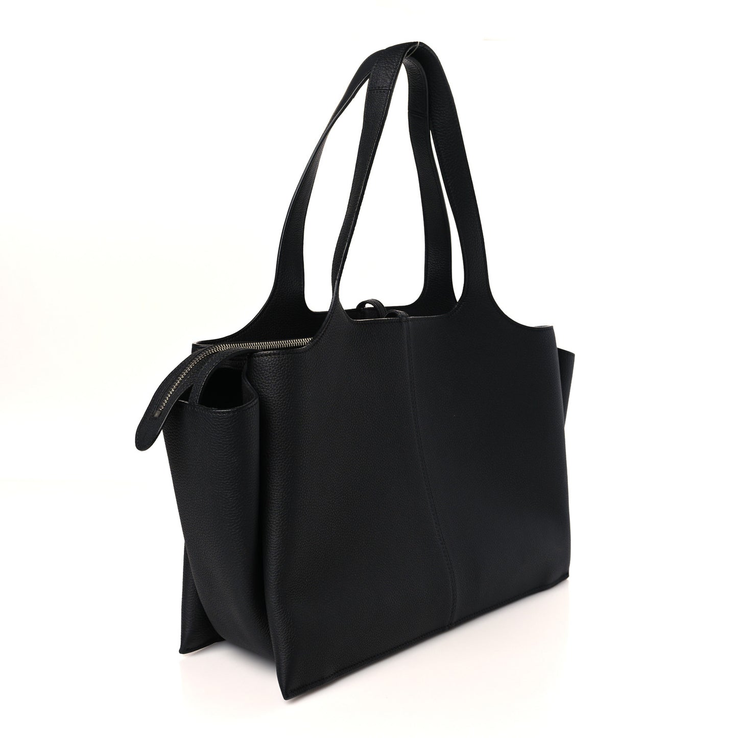 Baby Grained Calfskin Medium Tri-Fold Bag Black