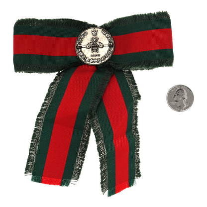 Gucci Grosgrain Web Pearl Crystal Bow Brooch 2 of 3
