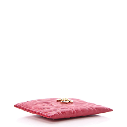 Chanel Caviar Camellia Embossed Card Holder Fuchsia 4 of 9