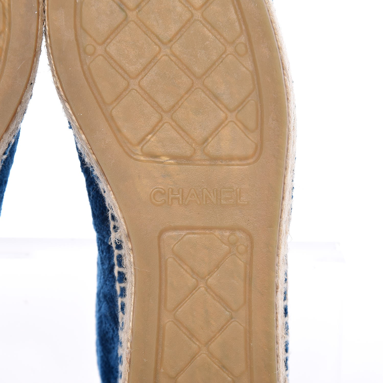 Chanel Velvet Grosgrain Quilted Camellia CC Espadrilles 38 Navy Black 7 of 12