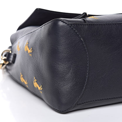 Chloe Smooth Calfskin Little Horses Embroidered Medium Faye Day Shoulder Bag Full Blue 10 of 12