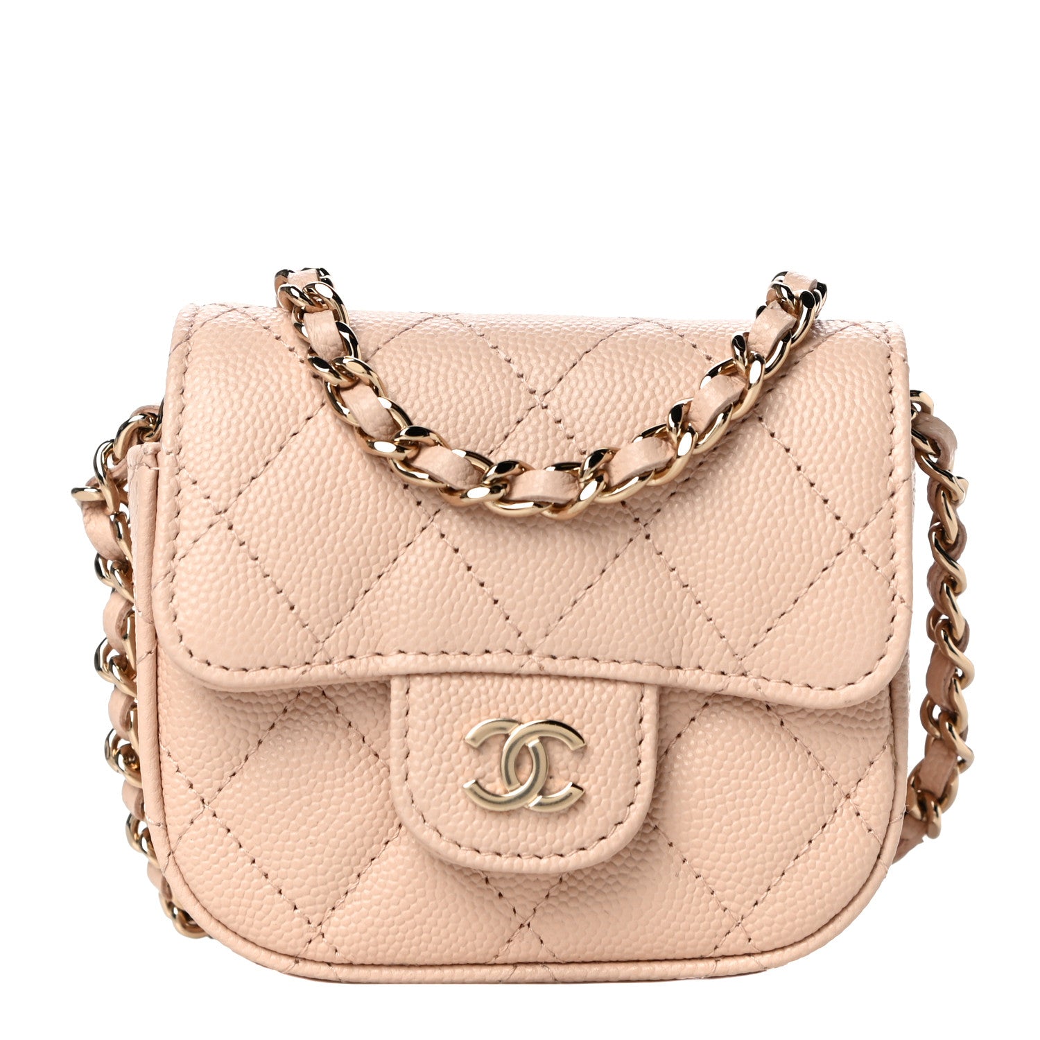 Chanel Caviar Quilted Mini Clutch With Chain Light Beige 1 of 12