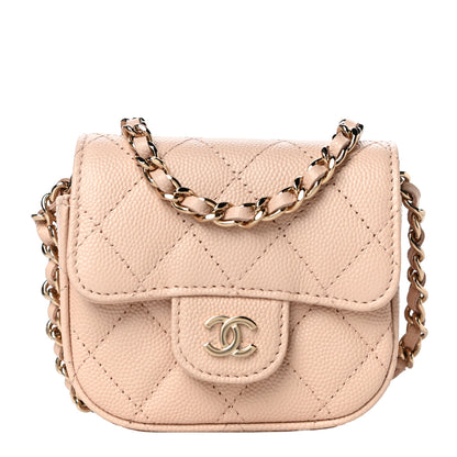 Chanel Caviar Quilted Mini Clutch With Chain Light Beige 1 of 12