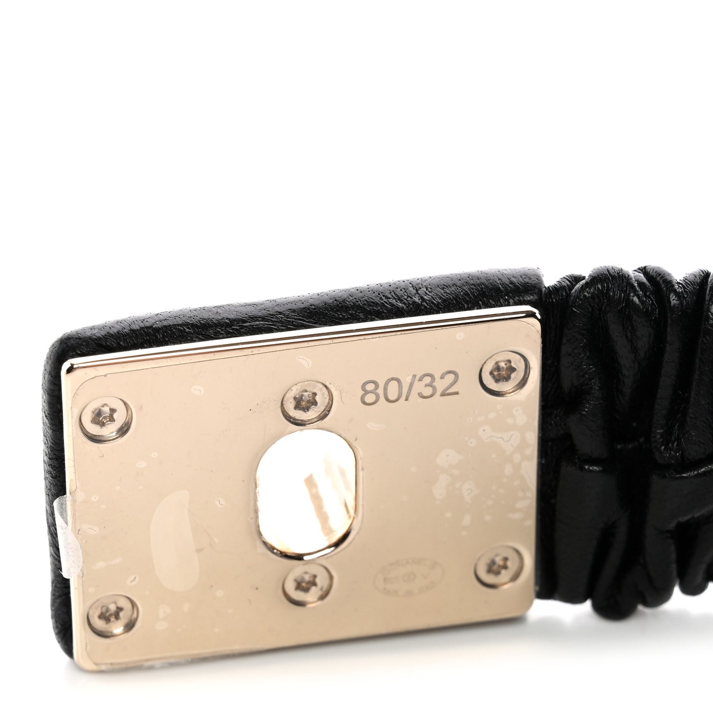 Lambskin Ruched Turn Lock CC Belt 80 32 Black