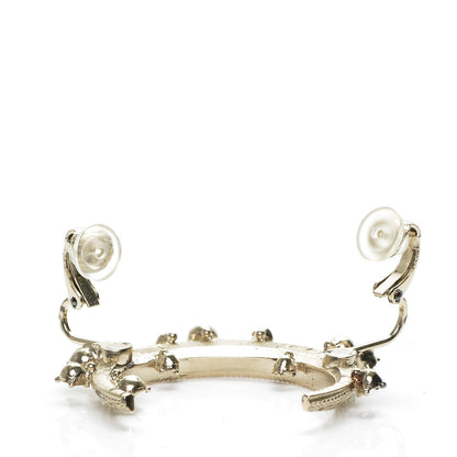 Chanel Crystal CC Moon Clip On Cuff Earrings Gold 3 of 6
