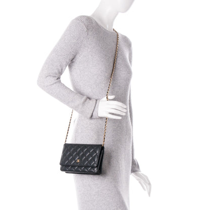 Chanel Lambskin Quilted Wallet On Chain WOC Black 2 of 10