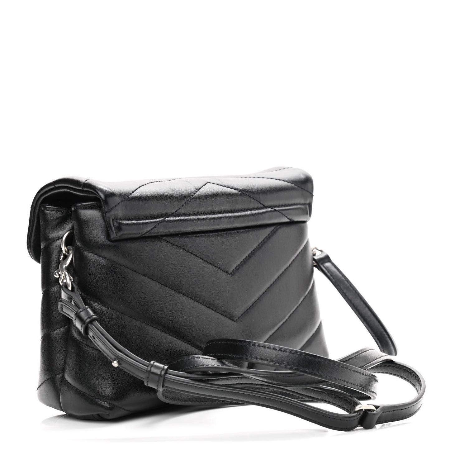 Calfskin Y Quilted Monogram Toy Loulou Crossbody Bag Black