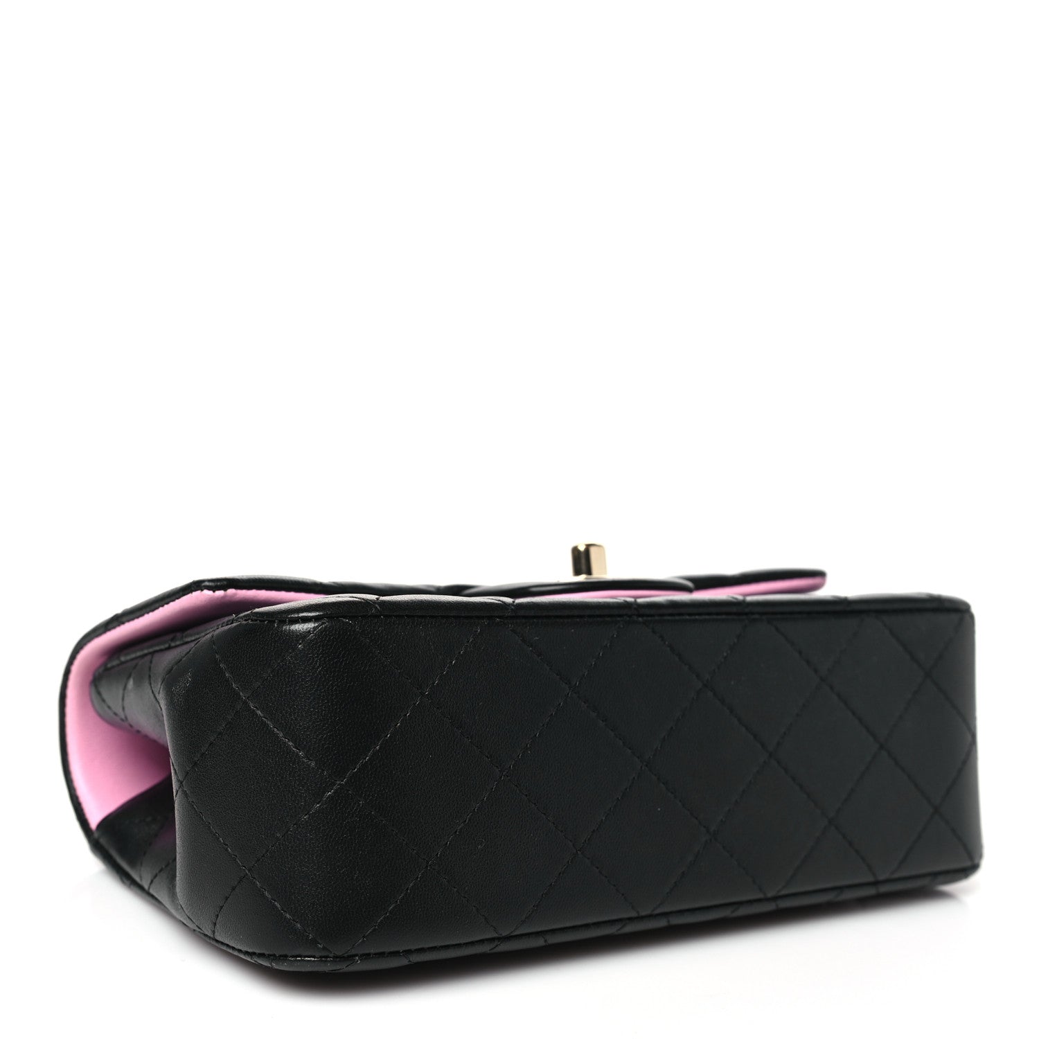 Chanel Lambskin Quilted Bi-Color Mini Top Handle Rectangular Flap Black Lilac 4 of 10