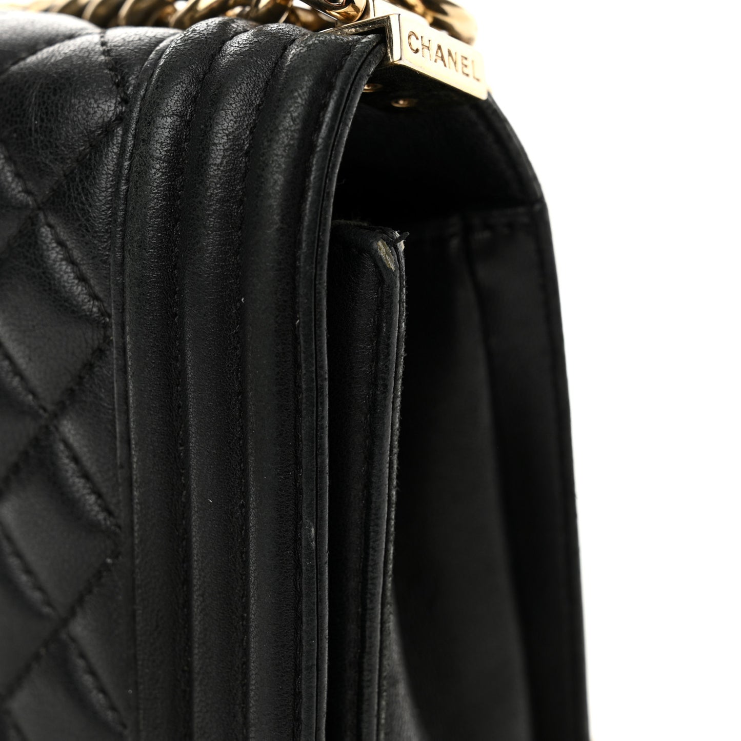 Lambskin Quilted Medium Boy Flap Black