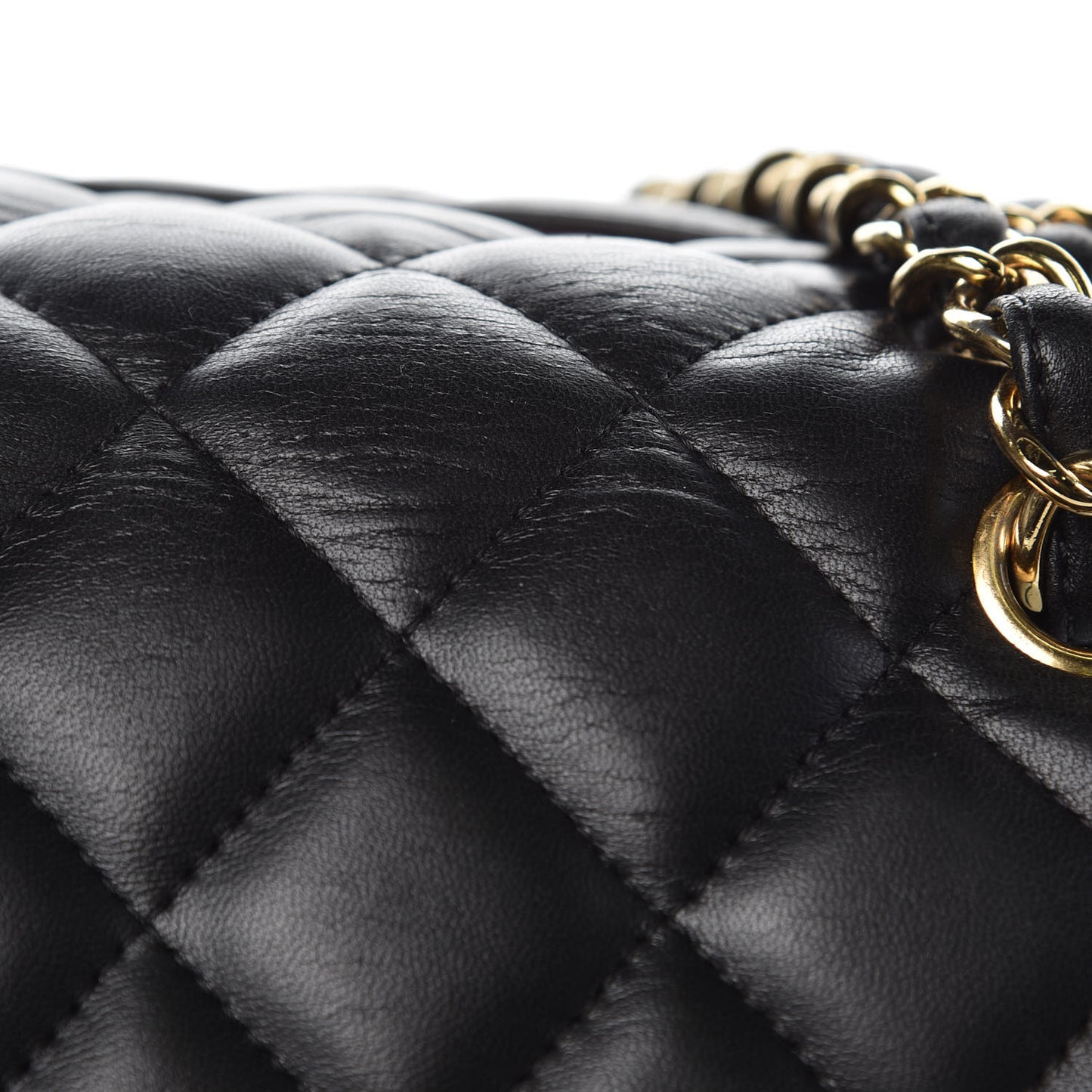 Lambskin Quilted Jumbo Double Flap Black