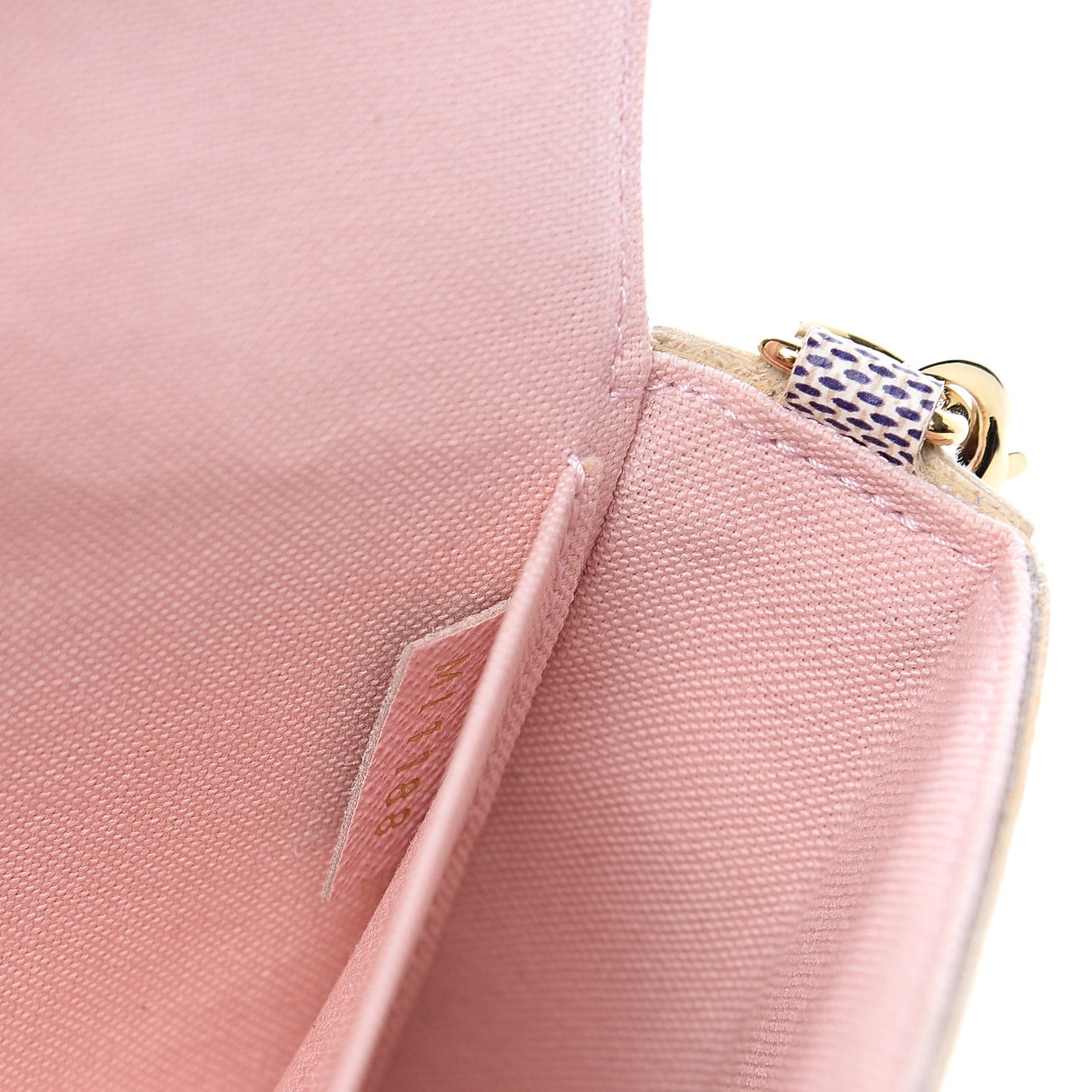 Damier Azur Pochette Felicie Chain Wallet Rose Ballerine