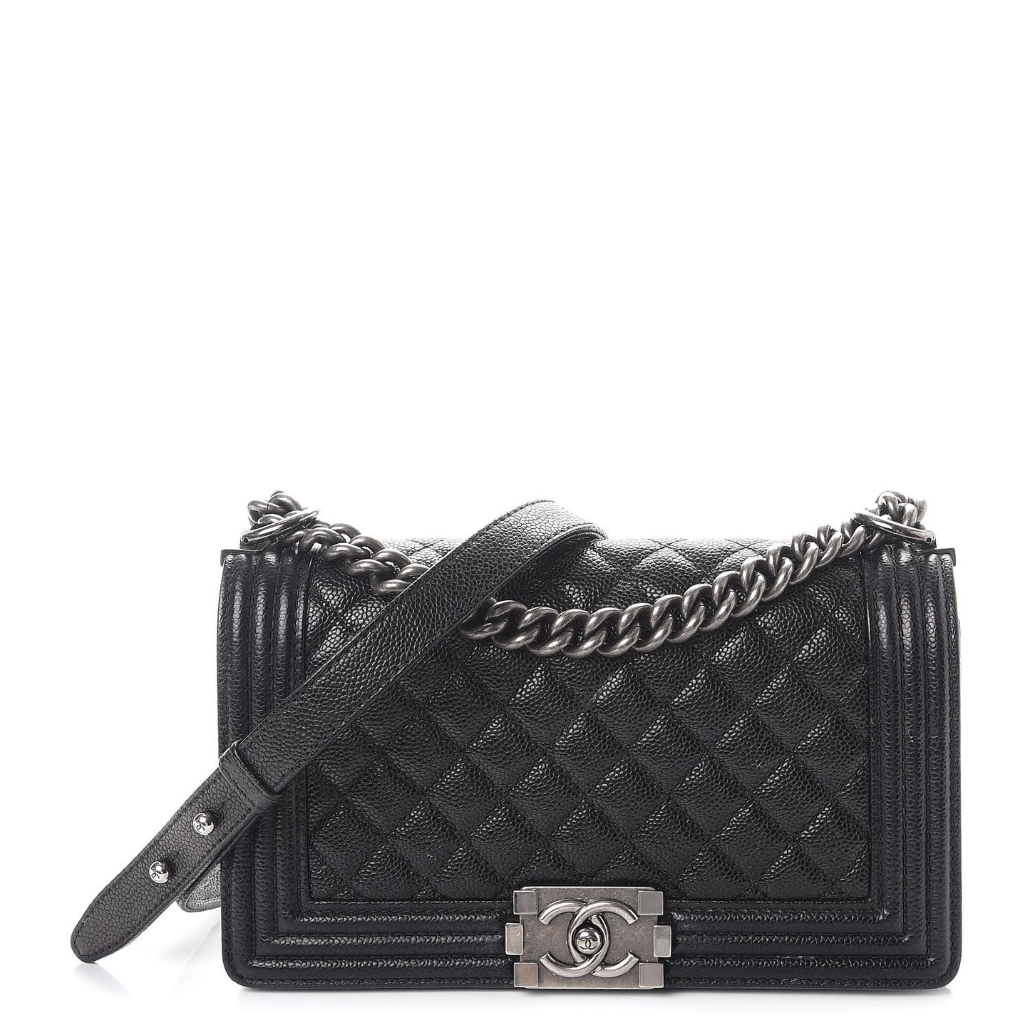 Caviar Quilted Medium Boy Flap Black