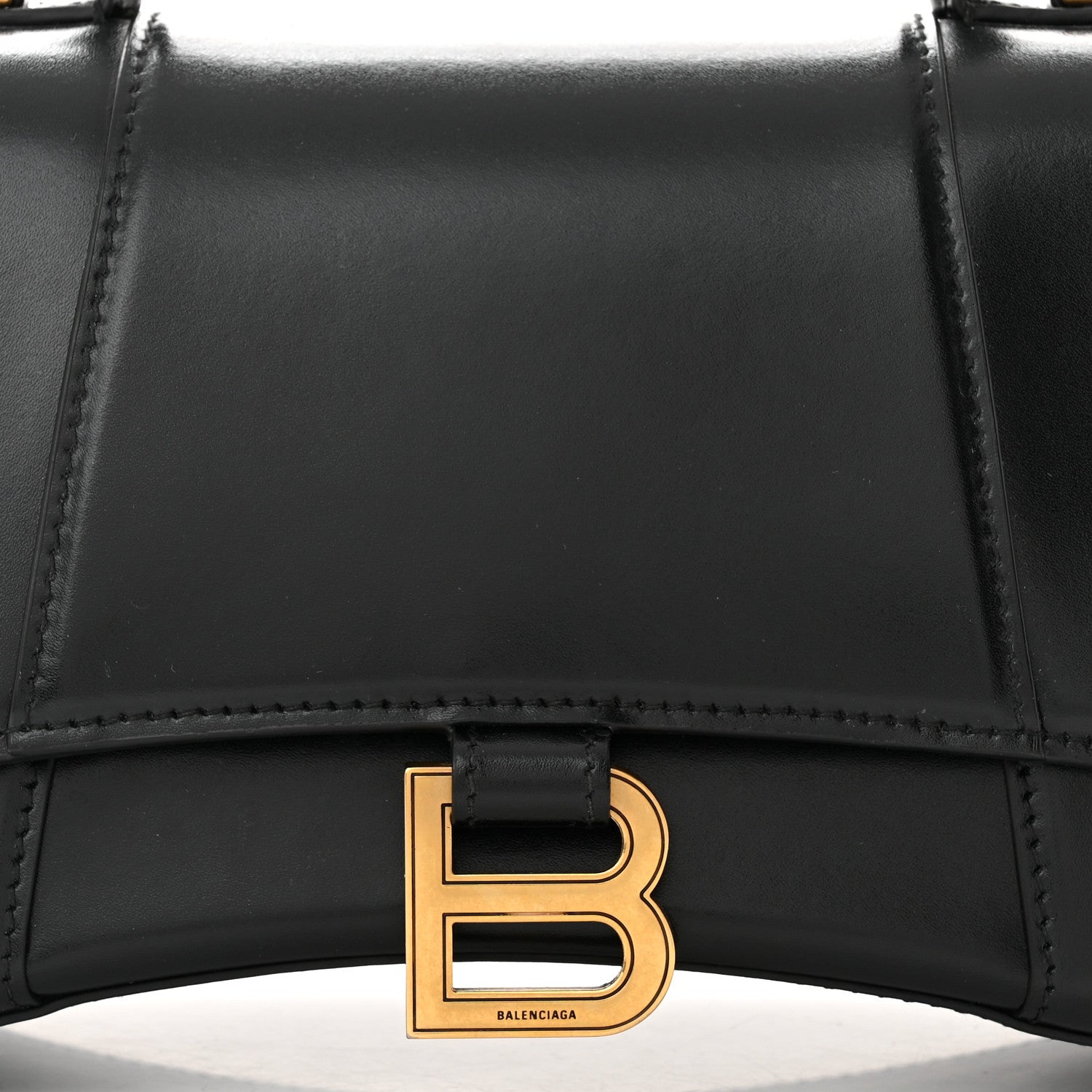 Balenciaga Shiny Box Calfskin Small Hourglass Top Handle Bag Black 7 of 11