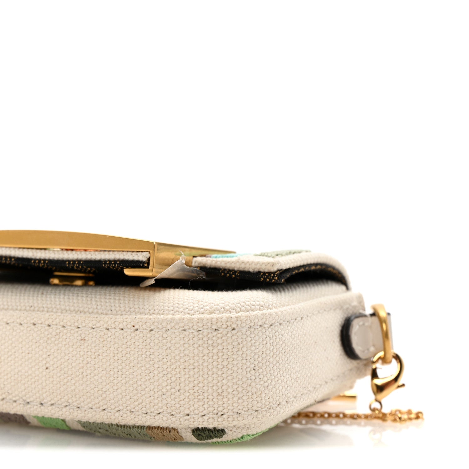 Fendi Canvas Nappa FF Multicolor Embroidered Nano Maxi Buckle Baguette Charm Grezzo Multicolor 10 of 10