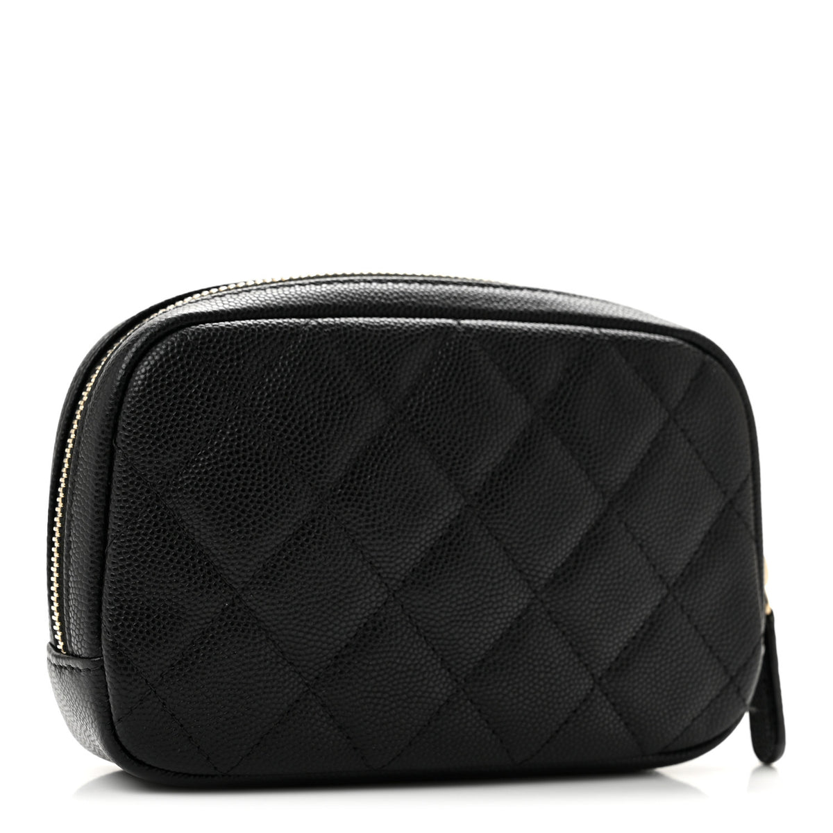 Caviar Quilted Small Curvy Pouch Cosmetic Case Black