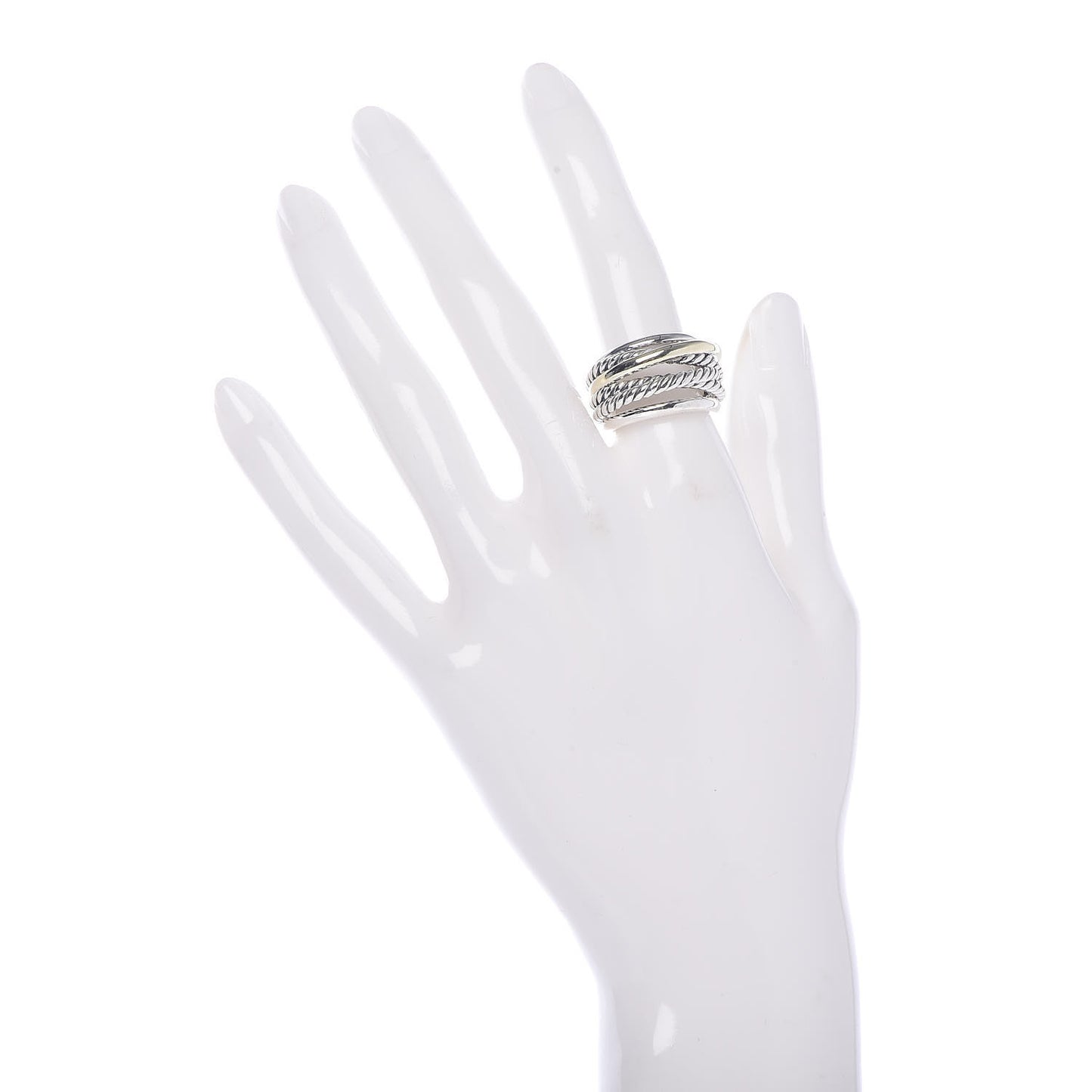 Sterling Silver 14K Yellow Gold Narrow Crossover Ring 52 6