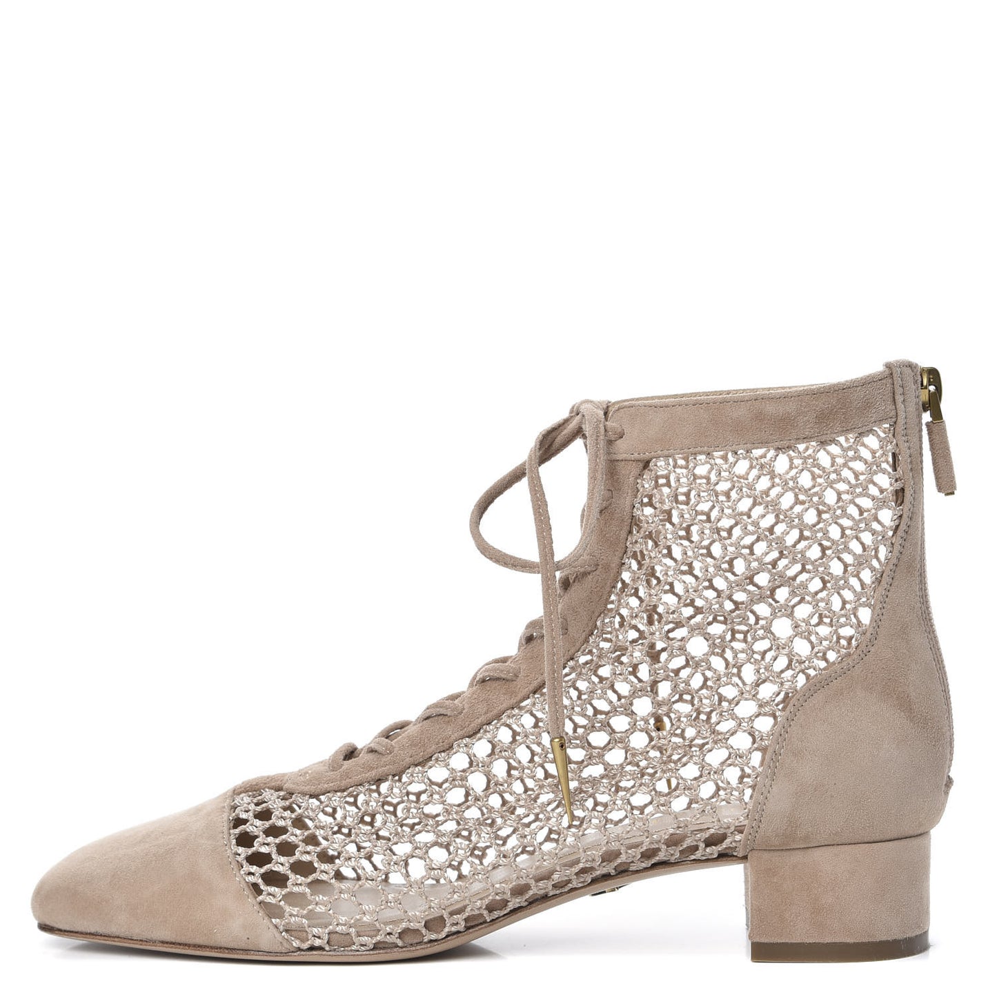Suede Resille Naughtily-D 30mm Ankle Boots 38.5 Nude
