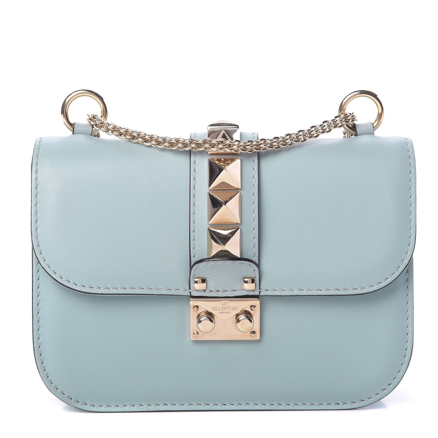 Valentino Garavani Vitello Small Glam Lock Rockstud Flap Sky Sorbet 1 of 11