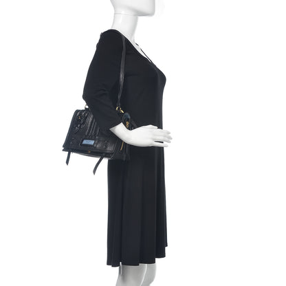 Prada Glace Calfskin Etiquette Flap Shoulder Bag Black 2 of 14
