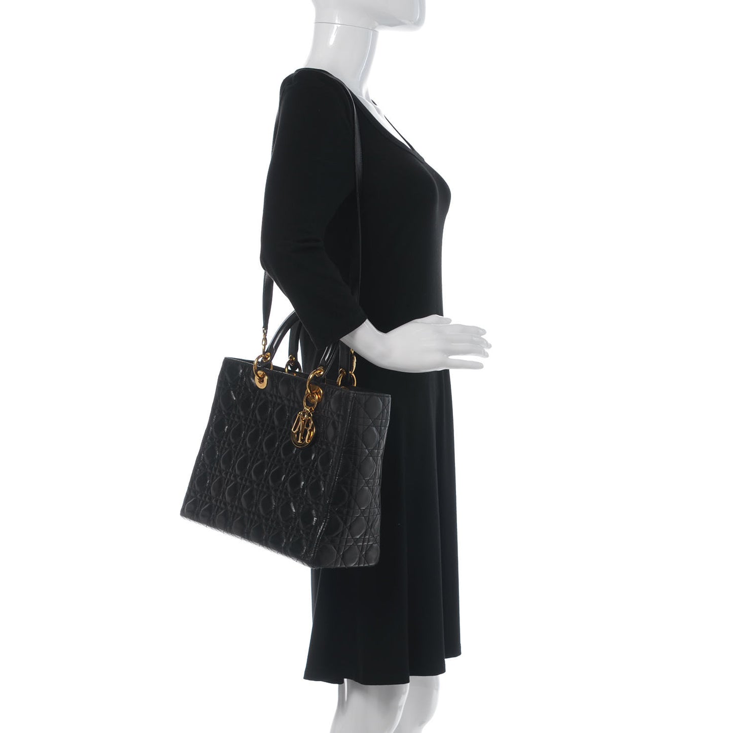 Lambskin Cannage Large Lady Dior Black