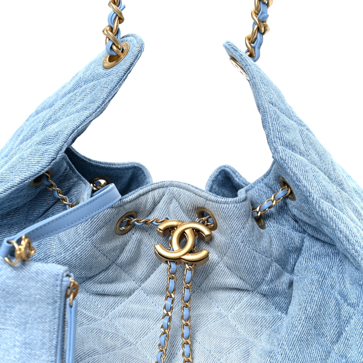 Chanel Washed Denim Quilted Medium Chanel 25 Handbag Blue 9 of 12