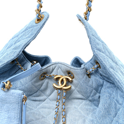 Chanel Washed Denim Quilted Medium Chanel 25 Handbag Blue 9 of 12