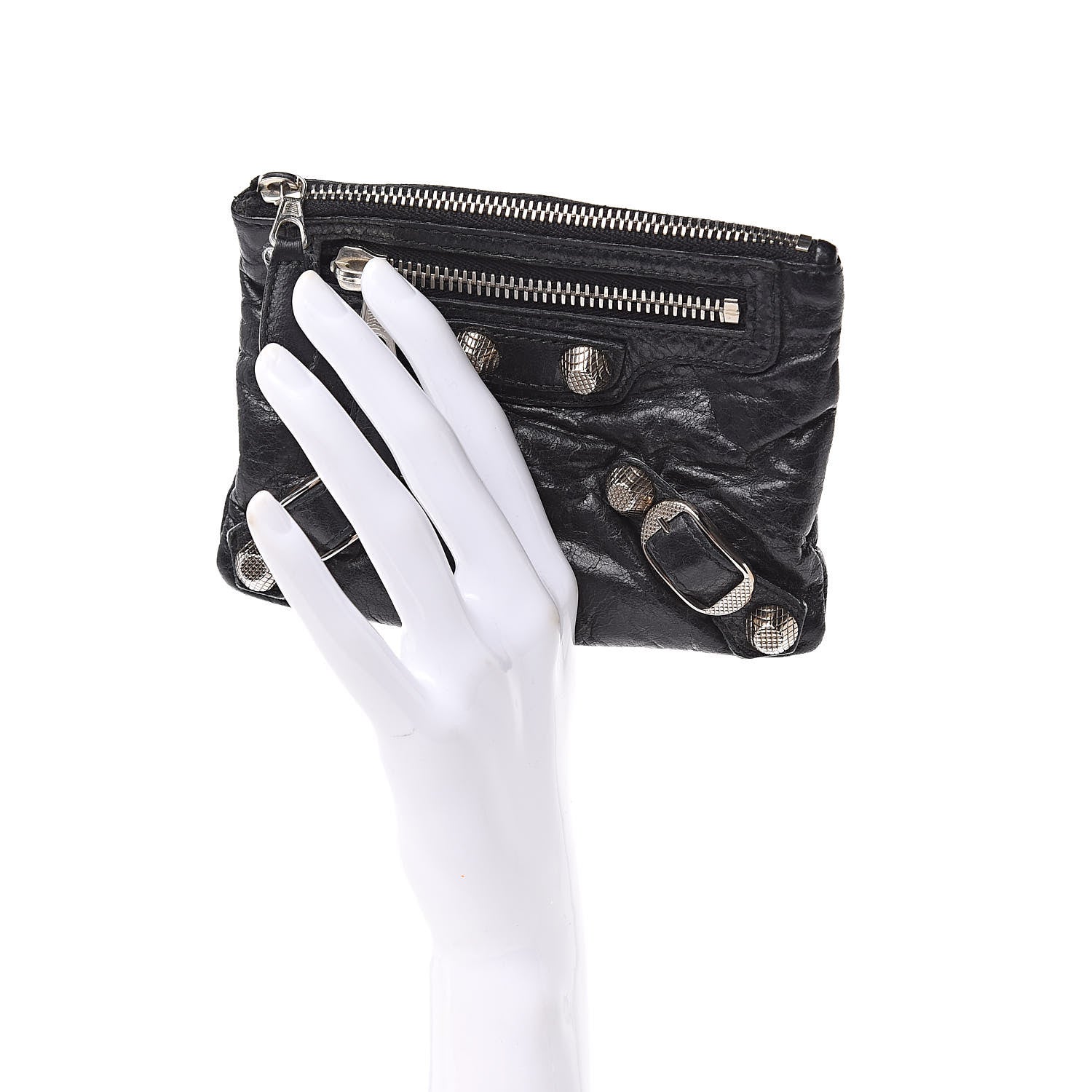 Balenciaga Agneau Giant 12 Silver Hardware M Porte-Monnaie Coin Purse Black 2 of 11