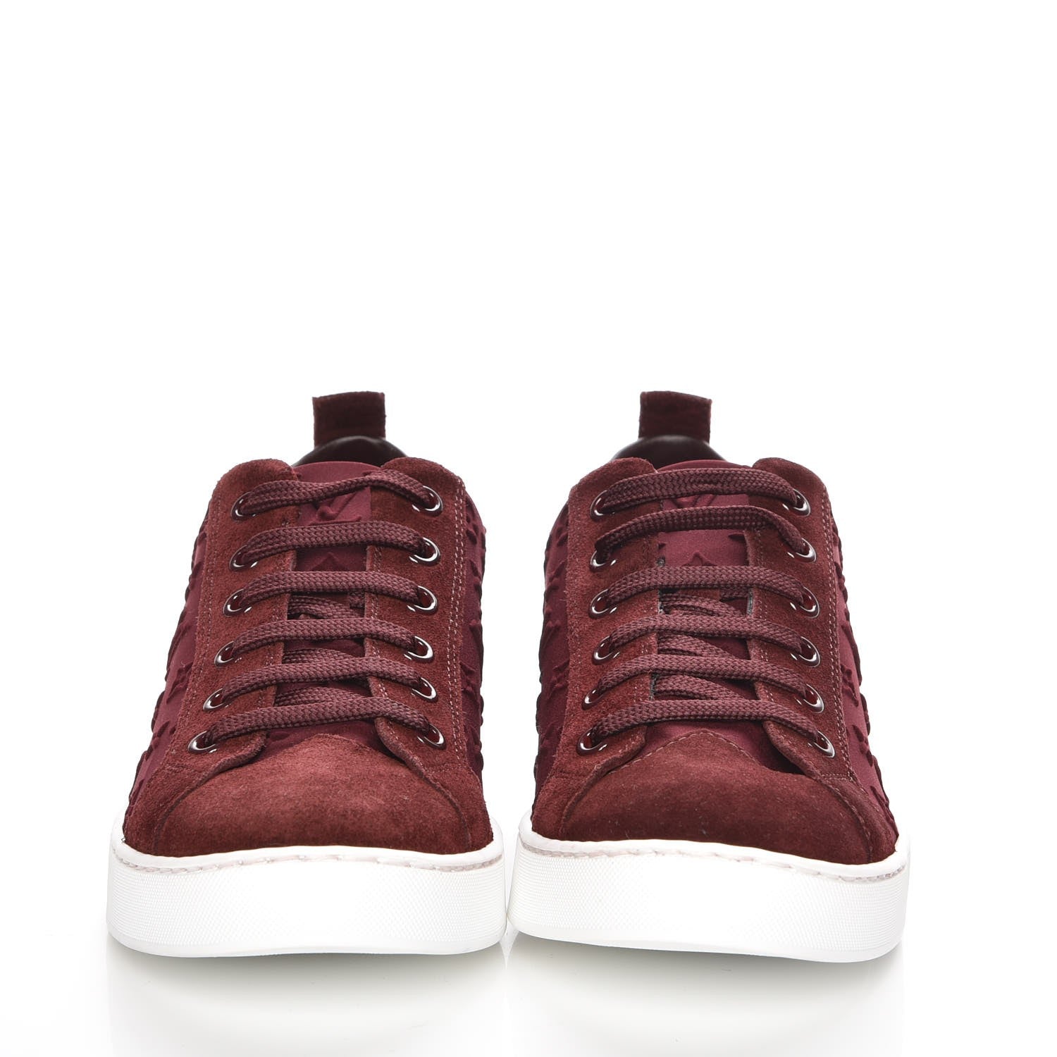 Louis Vuitton Neoprene Suede Embossed Monogram Stellar Low Top Sneakers 35 Burgundy 2 of 9