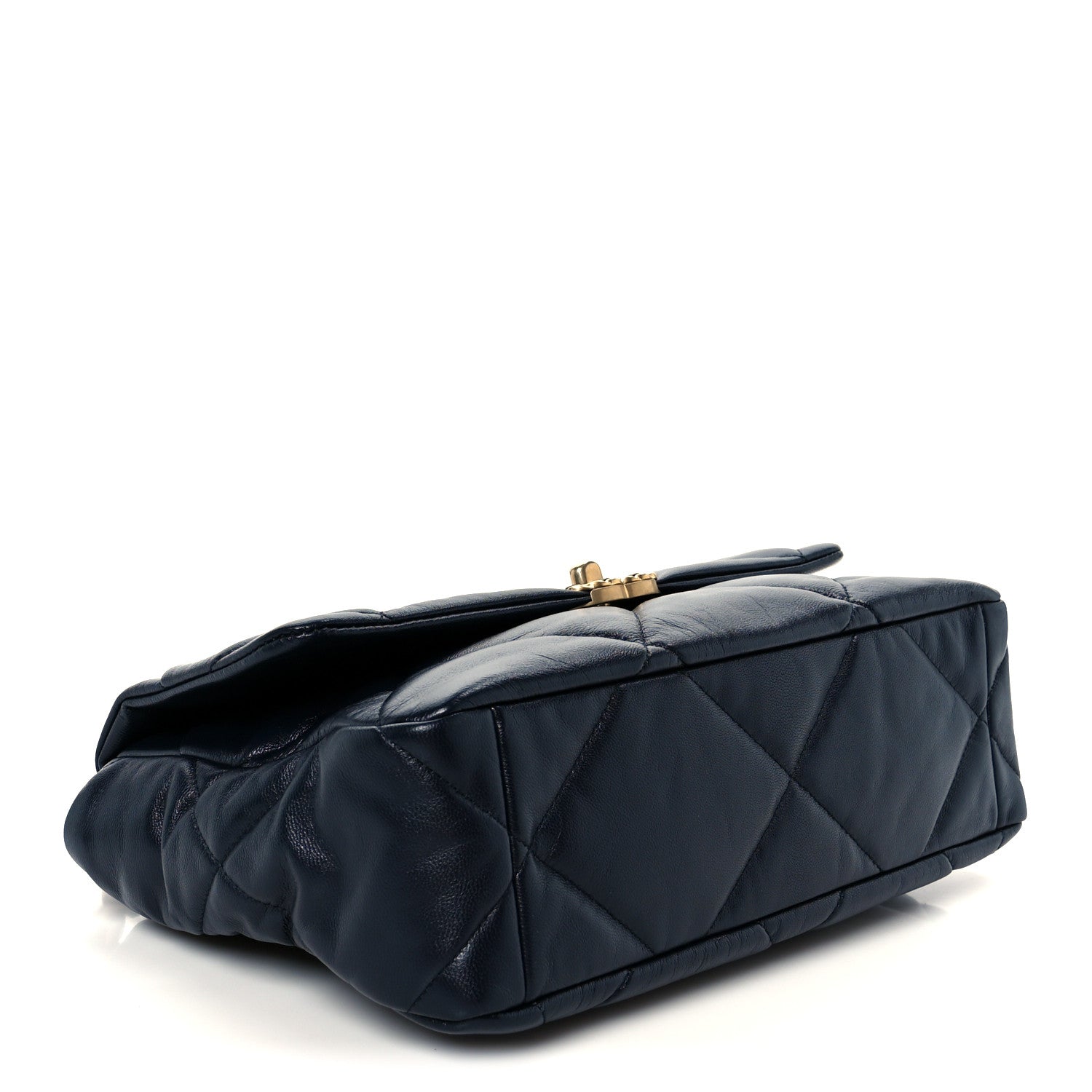 Chanel Goatskin Quilted Large Chanel 19 Flap Navy Blue 4 of 10