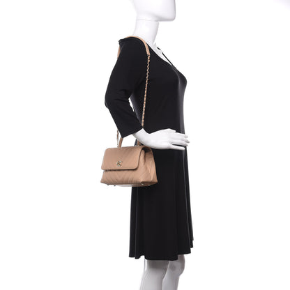Chanel Caviar Chevron Quilted Mini Coco Handle Flap Beige 2 of 10