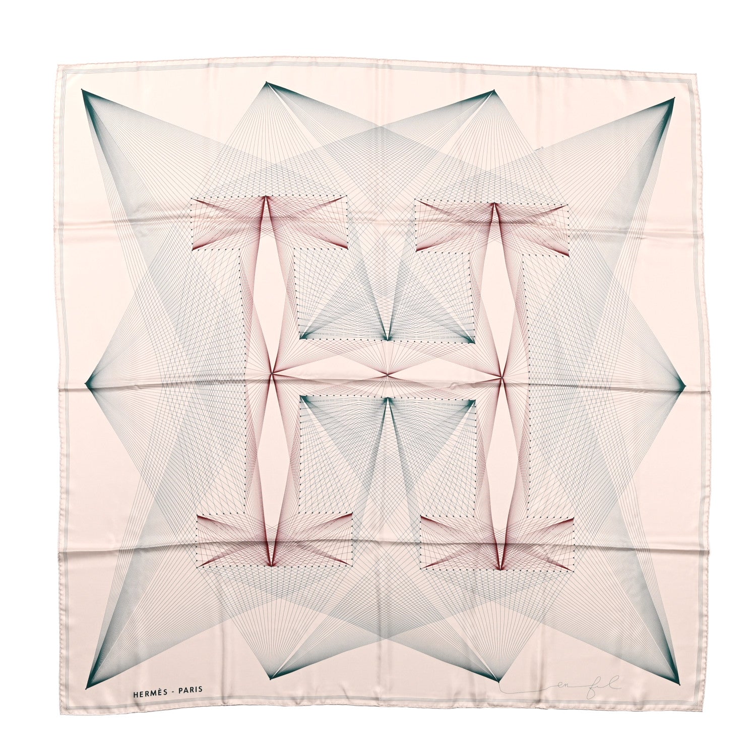 Hermes Silk Hiver H En Fil Scarf 140 White Anthracite 1 of 8