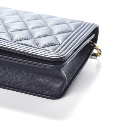 Chanel Caviar Quilted Boy Wallet On Chain WOC Navy 11 of 11