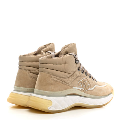 Chanel Fabric Suede Womens CC Sneakers 39 Beige 4 of 10