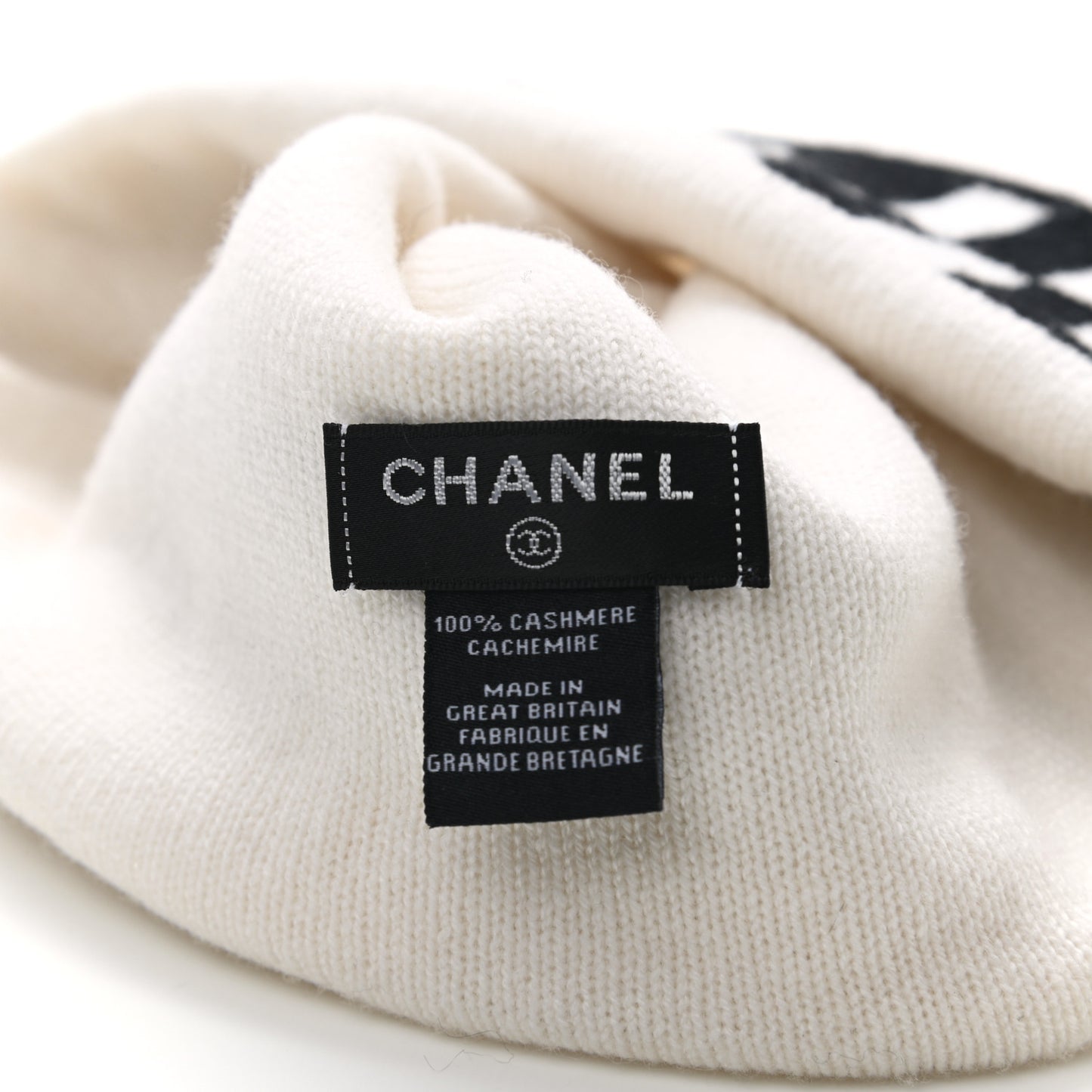 Cashmere Logo Beanie Hat White Black