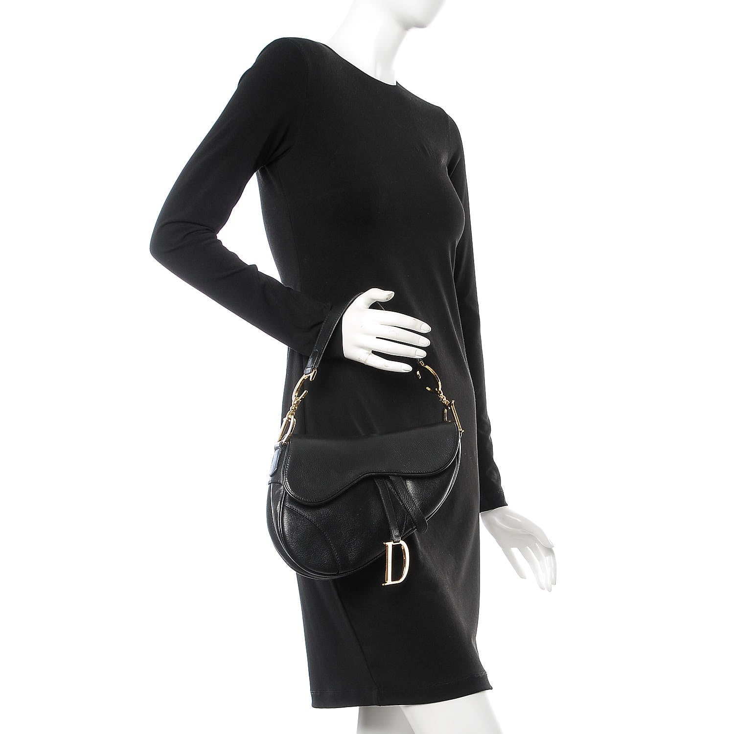 Christian Dior Calfskin Saddle Bag Black 2 of 10