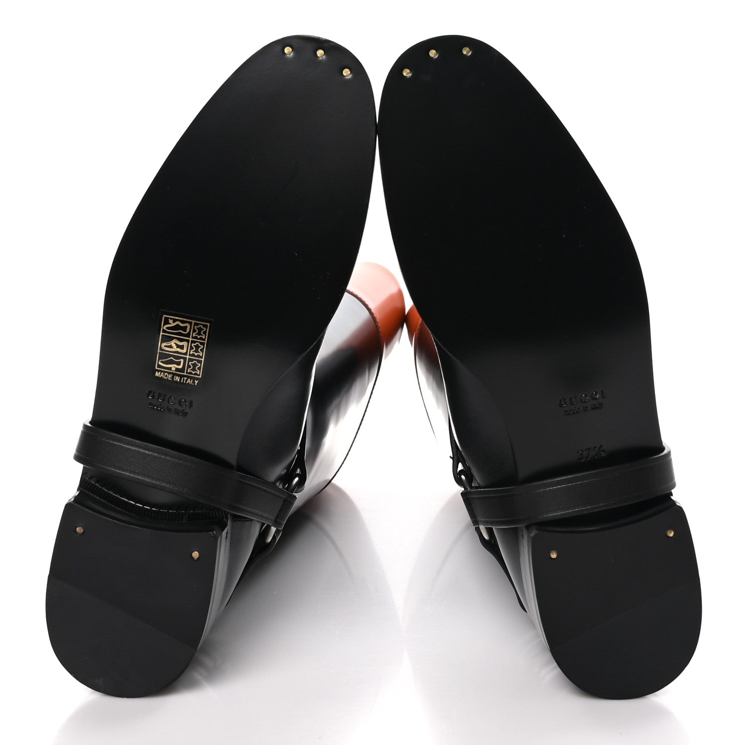 Gucci Calfskin Zelda Harness Riding Boots 37.5 Black Amber 5 of 8