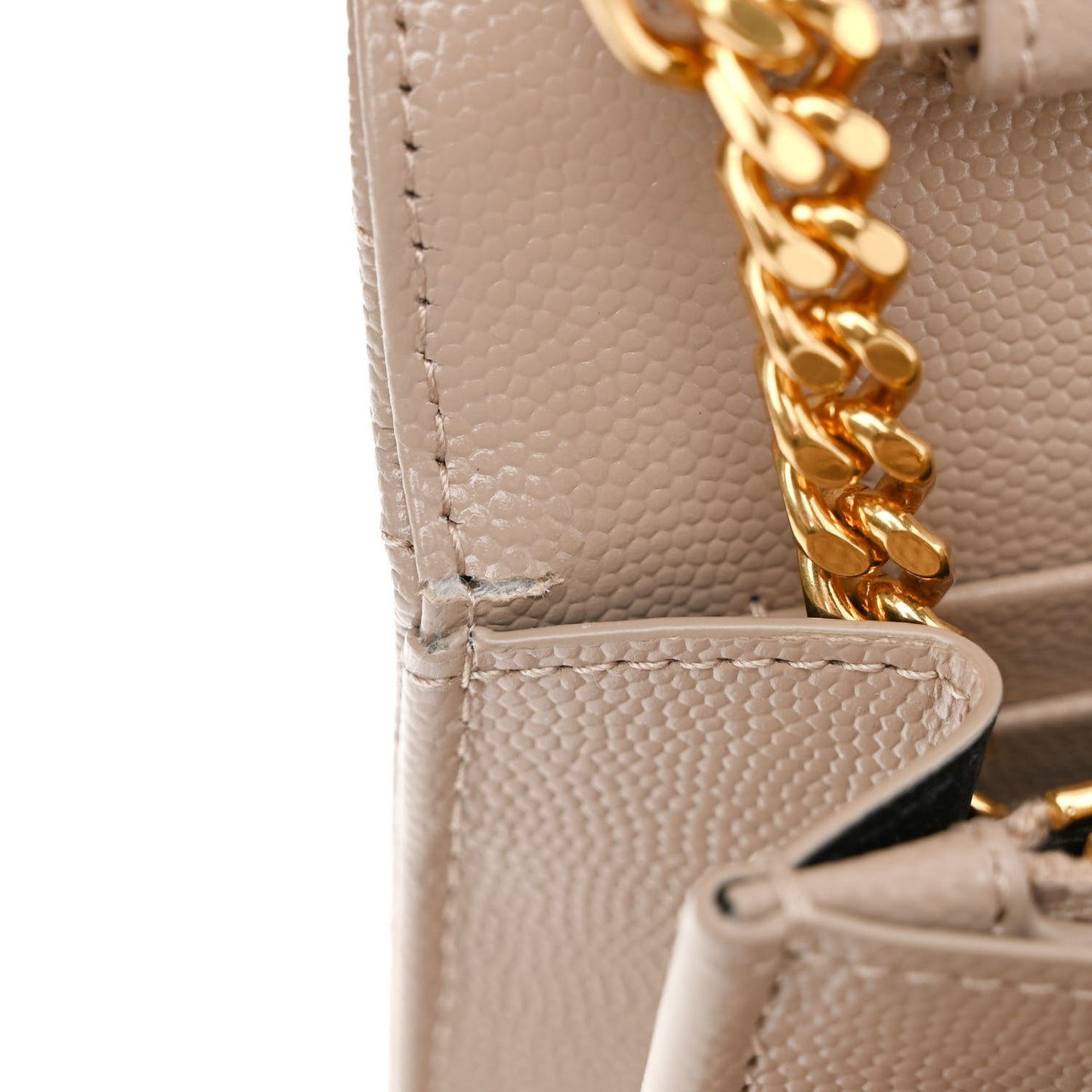 Grain De Poudre Matelasse Chevron Monogram Chain Wallet Dark Beige