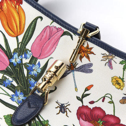 Gucci Canvas Flora Medium Jackie Hobo Blue Agata 9 of 12