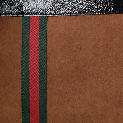 Gucci Suede Patent Large Rajah Chain Tote Nocciola Black 12 of 12