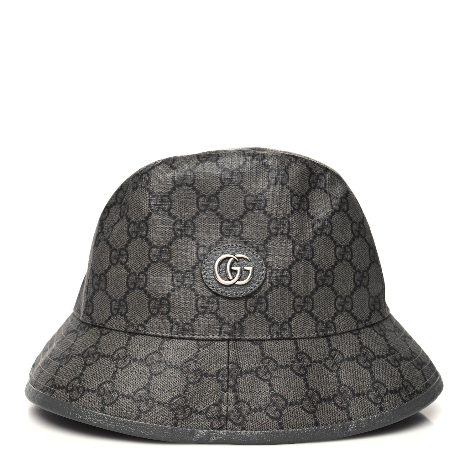 Gucci GG Supreme Monogram Textured Dollar Calfskin GG Blackie Fedora Hat S Grey Black Graphite 6 of 9