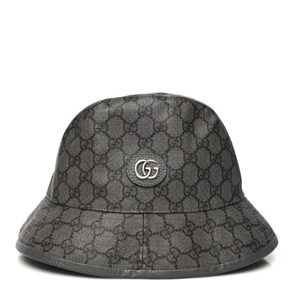 Gucci GG Supreme Monogram Textured Dollar Calfskin GG Blackie Fedora Hat S Grey Black Graphite 6 of 9